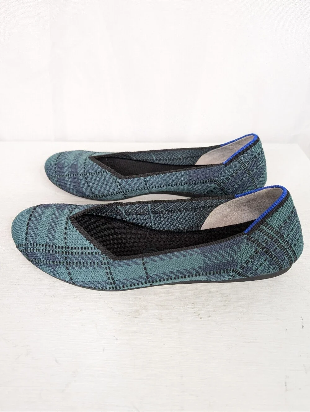 Rothy's The Flat Pine Plaid Round Toe Classic Flats - Size 7.5